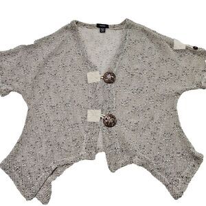 Kaktus Women's Sz 1X Open Knit Beachy Coastal Grandma Lagenlook Cardigan‎